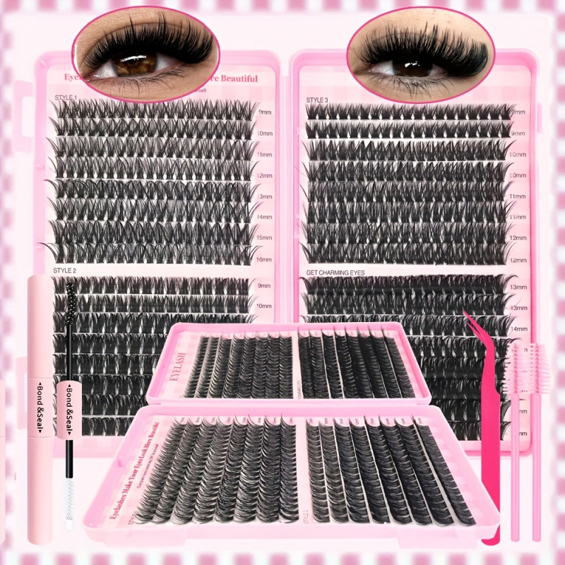 Eyelash Extension Volume Styles - 30/40/50/60/80/100D, หนา 9-16 มม. ชุดต่อขนตาแบบหนังสือ สีชมพู