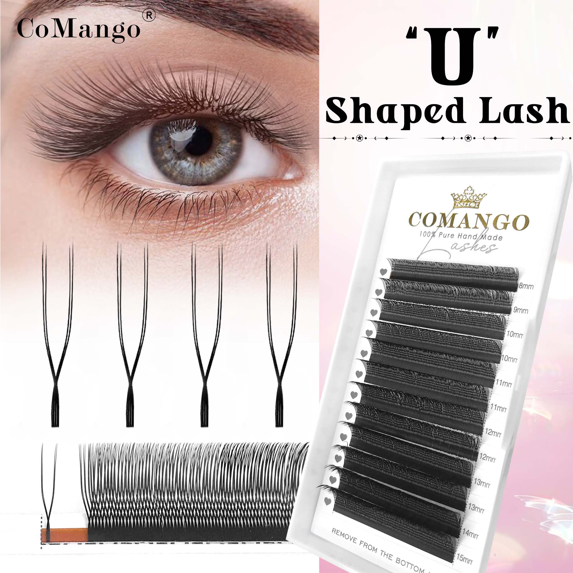 Eyelash Extension Volume Styles - CoMango ขนตาดอกไม้คู่ขนานรูปตัว U สไตล์ U ต่อขนตา