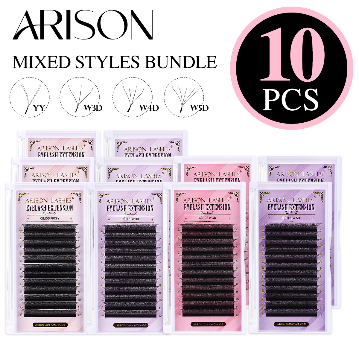 ARISON ขนตาปลอมแบบพัดสำเร็จรูป - Eyelash Extension Volume Styles บทวิจารณ์และราคา